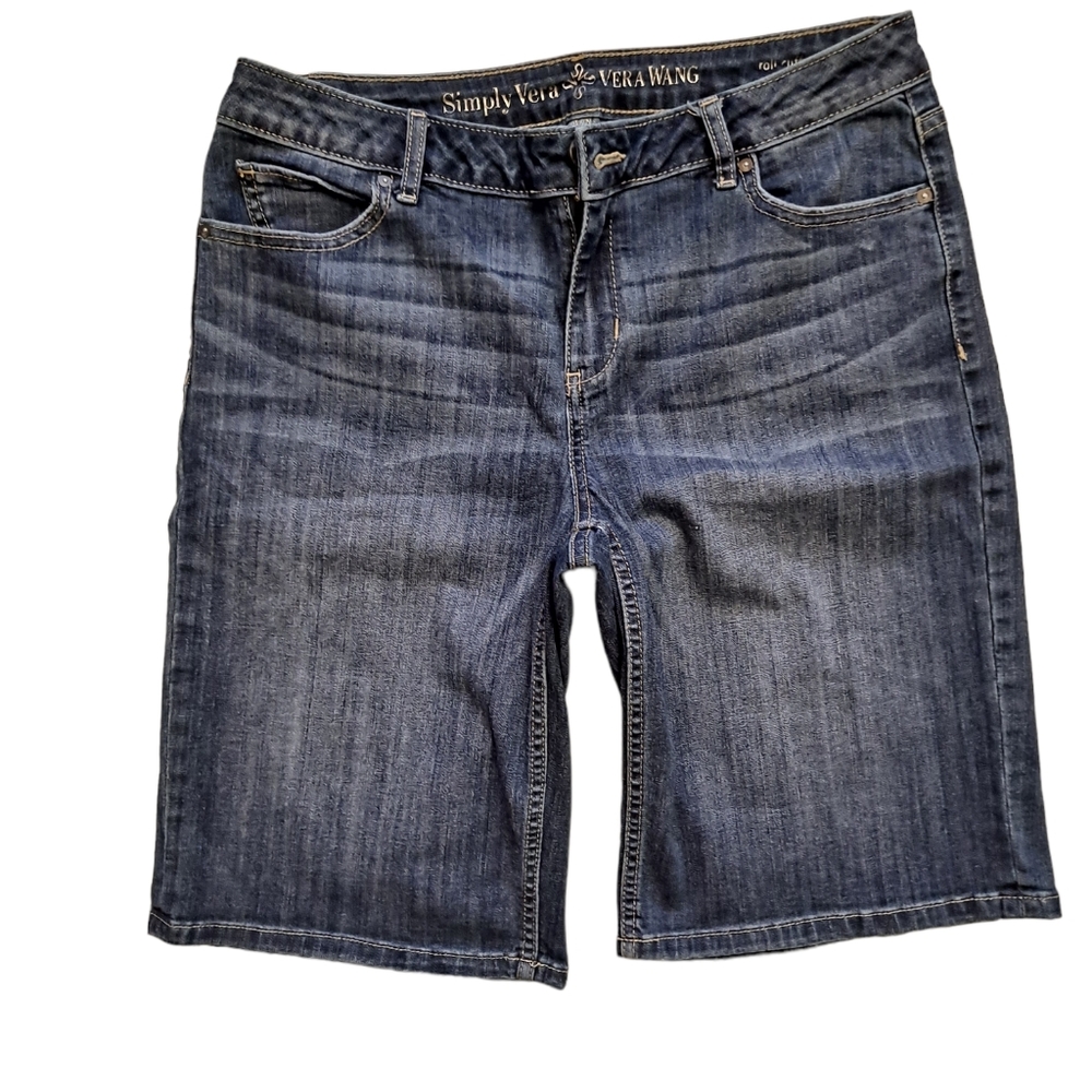Vera Wang blue denim Bermuda Jean shorts, 8
